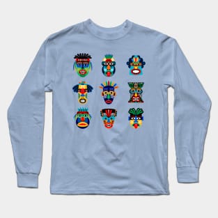 Zulu Aztec Warrior masks Long Sleeve T-Shirt